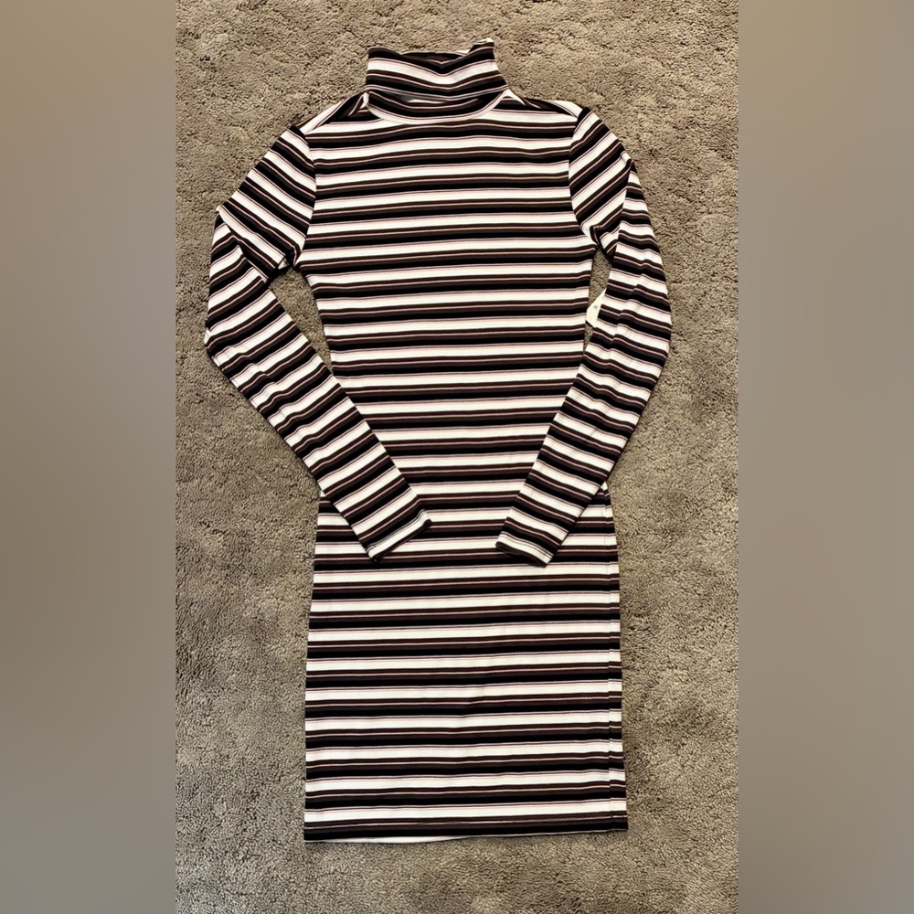 No Boundaries Black, light beige, pink and White Striped Long Sleeve Dress